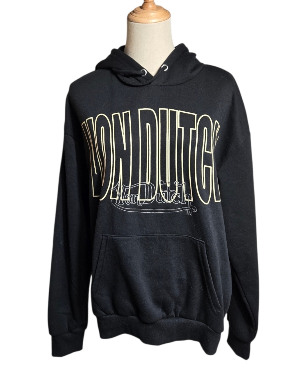 Von Dutch Black Hoodie with Cream Logo NWT